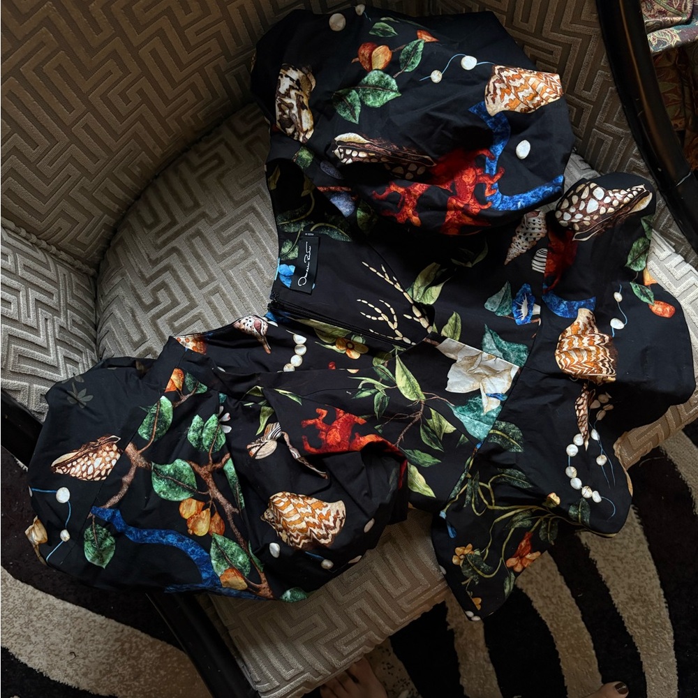 Oscar de la Renta Black Floral Top
